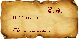 Mikló Anita névjegykártya